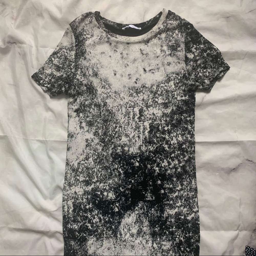 +SOLD+ZARA Tie Dye Splatter Midi Shirt Dress - Picture 2 of 6
